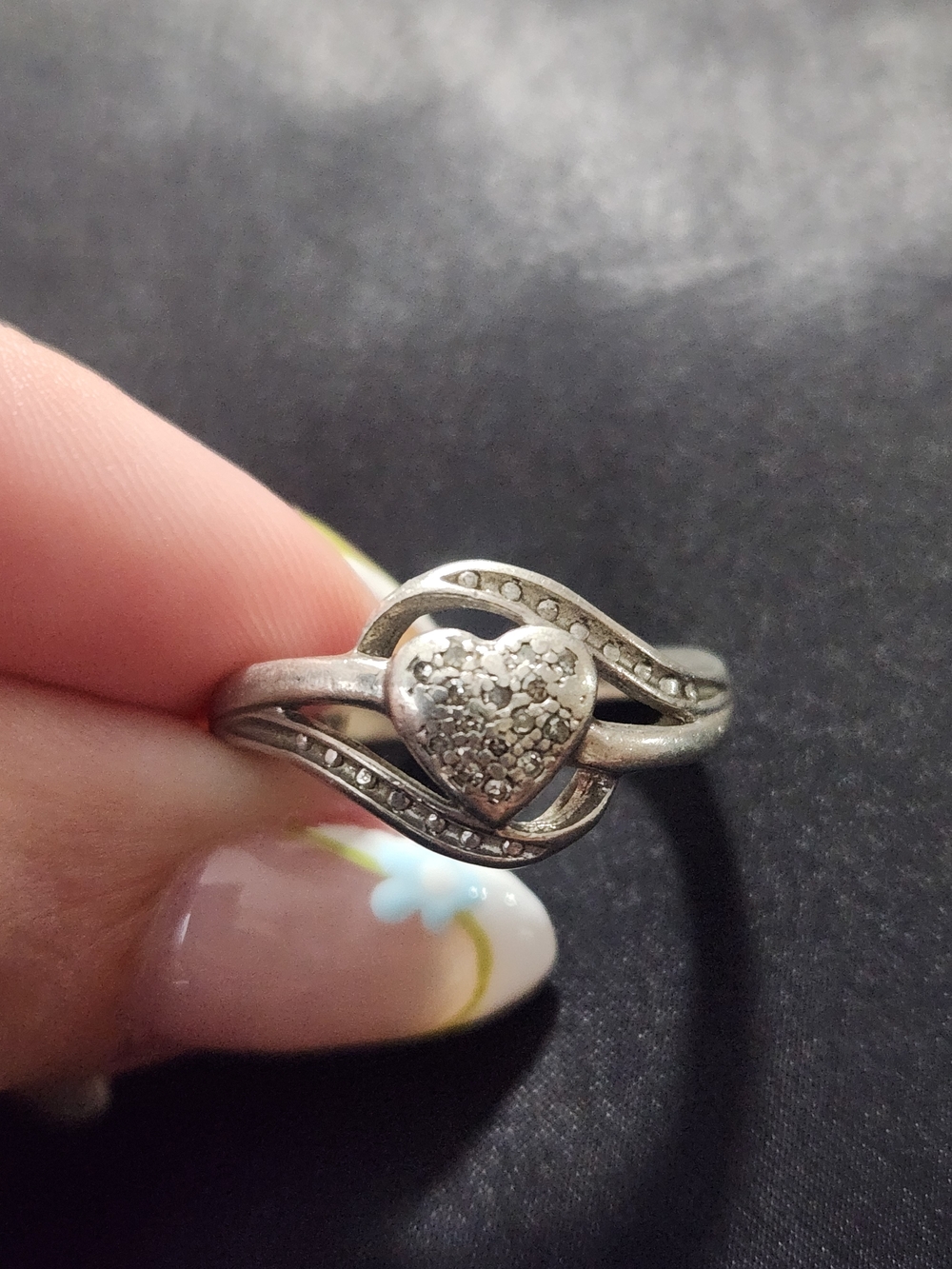 Sterling Silver 925 Heart Pavé Ring - Silver Heart Ring